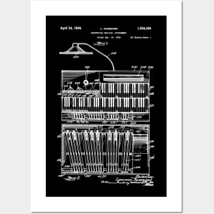 Hammond Organ Patent - White Ink Posters and Art